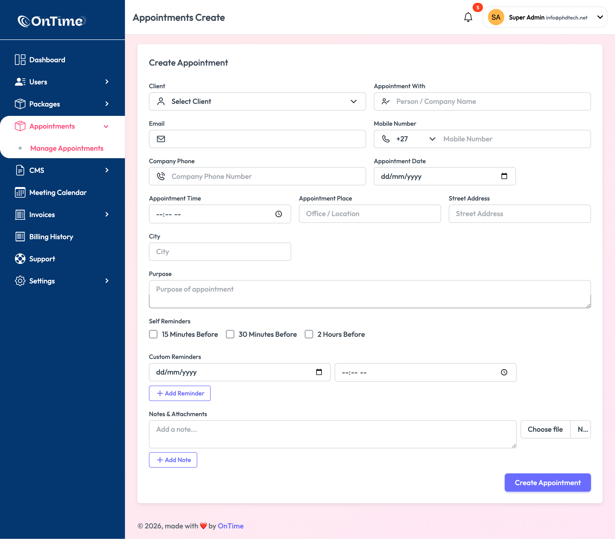 Create appointment